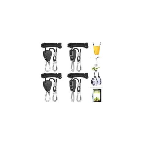 Lot de 4 Poulies à Cliquet 1/8" Robustes avec Corde Réglable 2m pour Kayak, Canoë, Levage et Arrimage