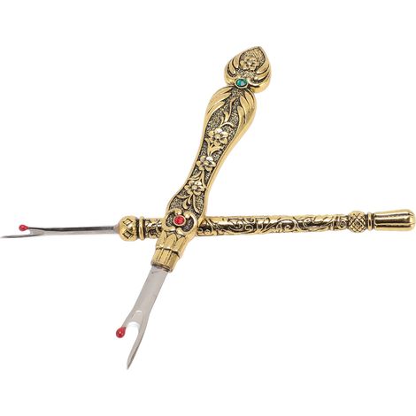 2 Stück Retro-Nahtentferner, schnelles Entfernen, DIY-Metall-Handstichentferner, Fadenentferner für Handarbeiten, Lederarbeiten, Gold (1/5)