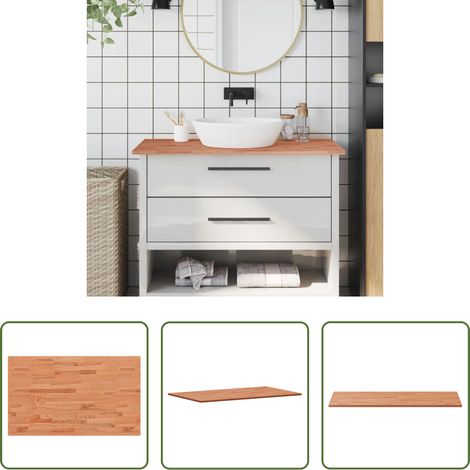 Bois de hêtre - Comptoir de salle de bain 100x60x1,5 cm bois massif de hêtre (1/5)