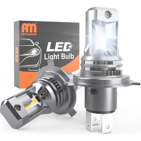 H4 LED Bulbs, 100W 20000LM 6500K White 12V Replacement Lamps for Halogen and Xenon Kit, 1:1 Mini Design LED Bulb for Car and Motorcycle Headlight Error Free, 2 Bulbs (1/5)