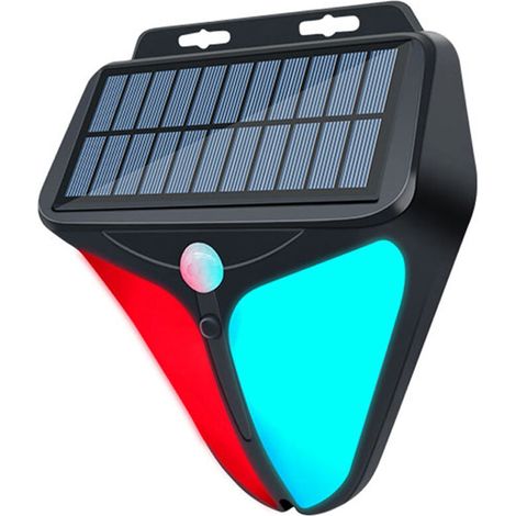 Segnale luminoso lampeggiante ad energia solare con allarme da 129 decibel, unità a infrarossi per montaggio a parete, grado di protezione IP65, adatto per abitazioni, giardini e magazzini. (1/5)