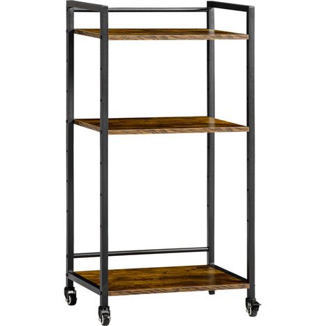 Desserte vintage style industriel NOLA acier noir et bois (1/5)