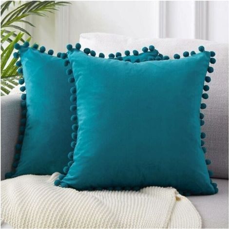 Lot de 2 Housse Coussin 45x45 Bleu Canard Canape Decoratif Housse de Coussin Velours Doux Decoration Salon Chambre Aesthetic Maison Scandinave avec Fermeture Eclair (1/4)
