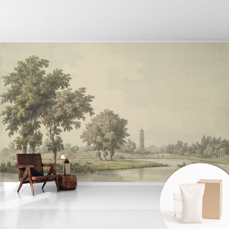Papier peint intissé mural pour salon chambre à coucher tendance et originale - Colle incluse gratuite Parc paisible 416x254 cm (1/5)