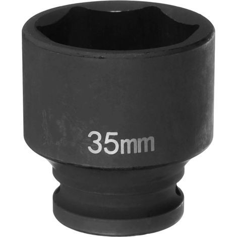 Douille à Choc 6 Points 35mm Douille Métrique 1/2" Entraînement Carré 2" (50mm) Long Douilles Hexagonales pour Écrous d'Axe de Broche en Acier Cr-Mo Phosphaté, Noir (1/5)