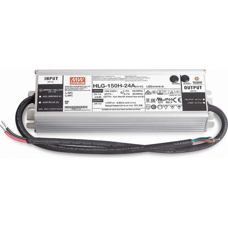 HLG-150H-24A - Alimentatore di rete LED Mean Well HLG-150H-24A SNT 24V/DC/0-6,3A/ 150W IP65 LED trasformatore per illuminazione a LED (1/2)