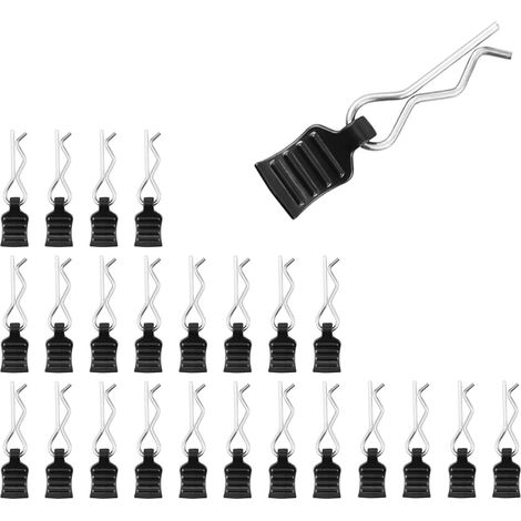 24 Pièces Goupille Voiture Télécommandée, Type R Clips pour Carrosserie RC, avec Languettes de Traction Clips de Carrosserie RC, pour Coques de Modèles Réduits de Voitures RC (1/5)