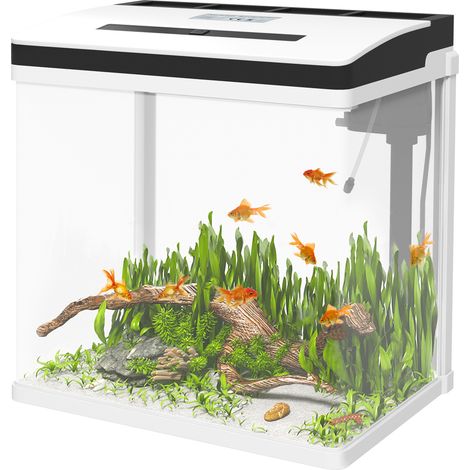 PawHut Vasca per Pesci 28L a LED con Pompa Silenziosa in Vetro e ABS