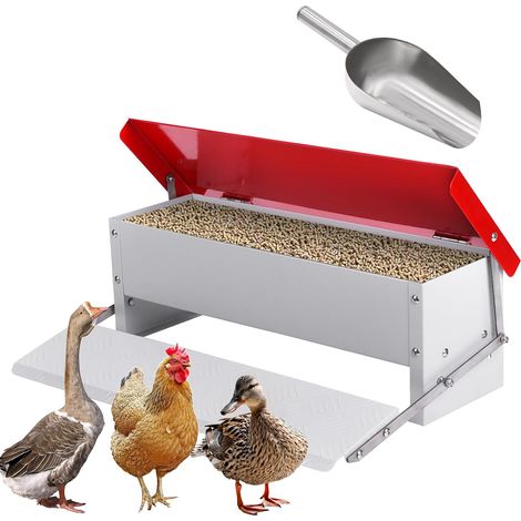 Mangeoire Poule Automatique,Mangeoire Galvanisée Pouvant Contenir 5 Kg de Nourriture,Distributeurs de Nourriture,Pour Poulets, Dindes, Oies et Canards (1/5)