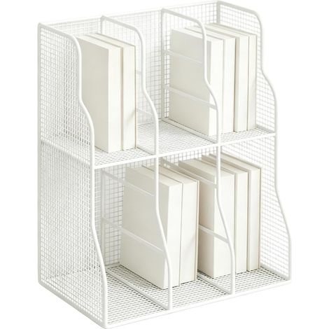 Organisateur pour bureau et livres Double niveau métal gain d'espace Porte-documents vertical de bureau Pour cahier papier document courrier classeur à domicile école salle de classe dort (1/5)