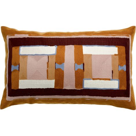 VIVARAISE - Coussin brodé Taho en coton 100%, couleur cuivre, 40 x 65 cm (1/2)