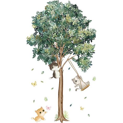 Sticker mural arbre à chats (1 pièce), amovible, décoration murale décorative à faire soi-même pour la cuisine, le salon, la chambre, une fenêtre ou un meuble (1/5)