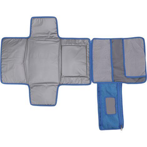 Matelas à langer pour bébé avec sac à langer et poignée, pliable et amovible, bleu (1/5)