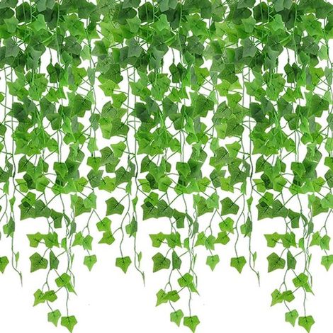 Plantas artificiales, Guirnalda de hiedra, 12 piezas, 2 m, Planta colgante artificial, Seto artificial, Plantas artificiales, Plantas vivas (1/5)