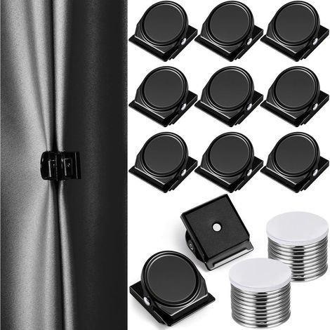 Lot de 10 aimants pour rideaux d'extérieur. pour rideaux intérieurs et extérieurs. pour éviter les fuites sur terrasse. moustiquaire. cabane. gazebo (noir) (1/4)