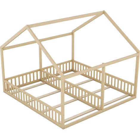 Cama infantil cabina 90 x 200 cm en pino y MDF natural HOMVRA (1/5)
