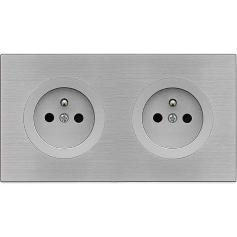 Prise de courant 16 AX encastrée ALU GLOSSY – Indice de protection IP20 – Fixation par vis – Pour câbles jusqu'à 3 x 2,5 mm² – Fontini