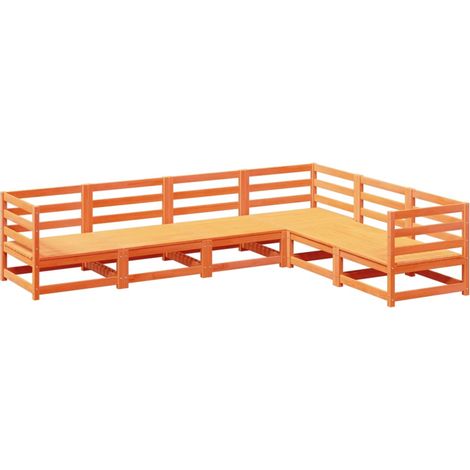 Maison Exclusive - Set Divani da Giardino 6 pz Marrone Cera Legno Massello Pino