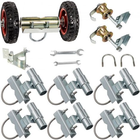 Kit Rail Porte Coulissante Acier Inoxydable Quincaillerie Clôture Portail Acier Galvanisé avec Porte-Roues Double 6 Supports Universels Rails 2 Galets Roulement 1 Verrou 2 Supports Roue Arrière (1/4)