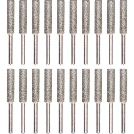 Affûteur de tronçonneuse 20 pièces, ensemble d'outils d'affûtage de fichiers rotatifs à tête de meulage de bavure, argent 5.5mm (1/4)