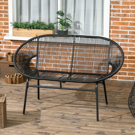 Fauteuil en rotin. style bohème. 132 cm x 72 cm x 83 cm. noir