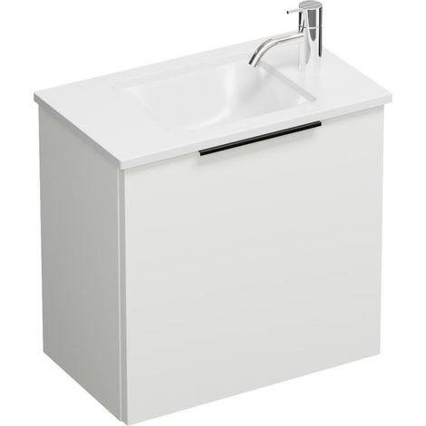 Vasque en fonte minérale Burg Eqio + meuble sous-vasque blanc brillant/blanc alpin GR0200