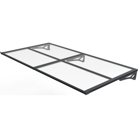 TrendLine Vordach Bordeaus Aluminium schwarz 200 x 90 cm