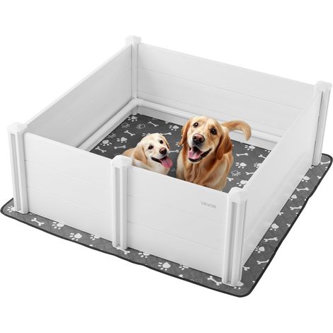 Parc de Mise Bas pour Chien, 122x122x46 cm, Caisse de Mise Bas pour Chiots, avec Porte Réglable en Hauteur, Tapis d'Urine Lavable, Boite de Naissance en Plastique PVC pour Chiens de Grande Race (1/5)