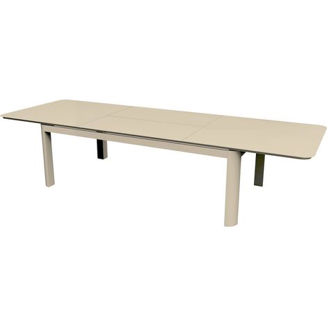 PROLOISIRS Table de repas extensible en aluminium - DARIUS 230/350 x 120 - Allonge papillon - Coloris crème