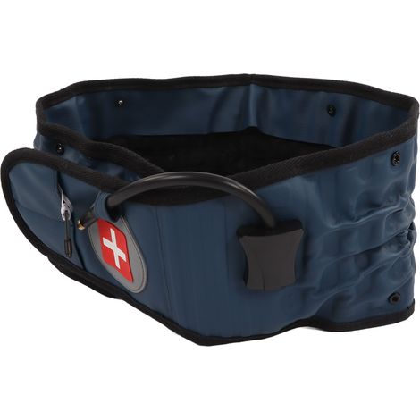 Ceinture de Décompression Lombaire Inflatable avec Fonction Traction - Matériau TPU pour Détente Musculaire et Soutien du Dos - Bleu Argent avec Pompe Incluse