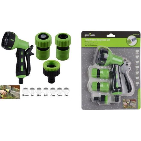 Trade Shop - SET 4 PZ GARDEN LANCIA ZU PISTOLA SPRUZZZO 7 GETTI MIT RACCORD FROM 1/2′′ 90018 - (1/2)