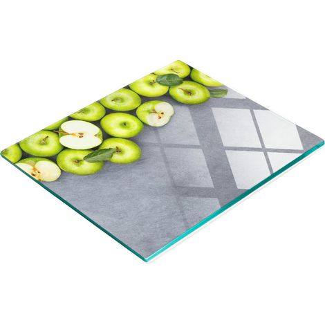 Tabla decorativa de cristal para servir aperitivos con dise帽o de manzanas verdes, 60x52 cm. (1/5)