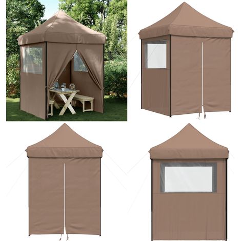Partyzelt Faltbar Pop-Up mit 4 Seitenteilen Braun - Pop-Up Zelt - Outdoor Zelt (1/5)