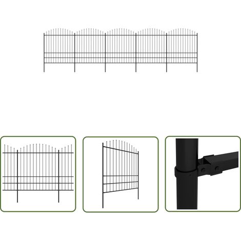 Gartenzaun Schwarz - vidaXL Gartenzaun mit Speerspitze Stahl 892,5 x 200 cm Schwarz - Gartenzaun 8.5 m (1/5)