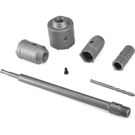 Scie Cloche Beton 68mm 50mm 40mm 30mm, Set de Scies-cloches en Acier au Carbone avec Foret 7mm et Manche SDS Plus 330mm, pour Perforation de Murs (1/5)