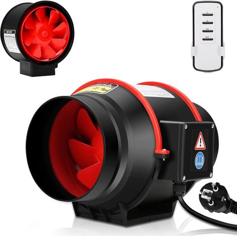 150 mm Ventilateur tubulaire Réglable 540 m³/h Extracteur d'air, Ventilateur de tuyau silencieux avec télécommande sans fil, Ventilateur de canal pour salle de bain, WC, serres, cultures hors (1/5)