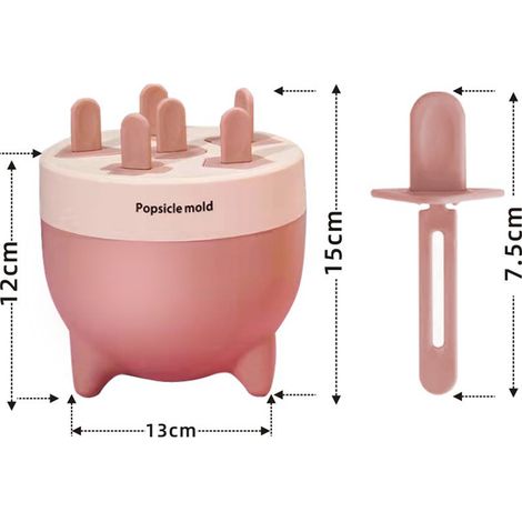 Moule à glace avec couvercle, sorbetière créative en plastique à 6 cavités, grand bac à glace, moule à glace à faire soi-même, poudre tropicale (1/5)