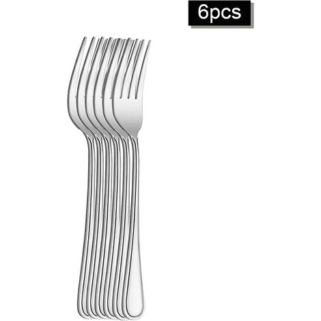 (fourchette 6 pièces) Ensemble de couverts en acier inoxydable, comprenant un couteau et une fourchette à steak, une fourchette à dessert et une cuillère. (1/5)