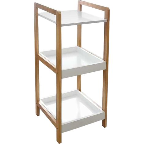 MOBILE IN LEGNO CON 3 MENSOLE BIANCHE 30X30X72 CM