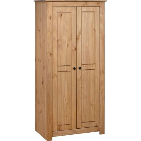 Vidaxl – Garde-robe en pin massif 80x50x171,5 cm – 2 compartiments avec tringle – Fixation murale incluse – Rangement vêtements et accessoires (1/5)