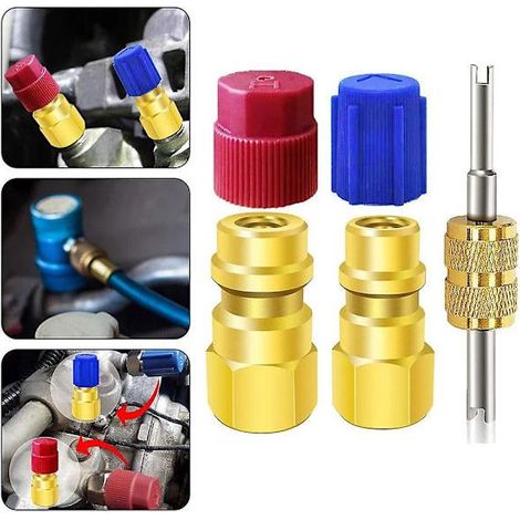 Kit di conversione da adattatore per porta valvola del refrigerante per condizionatori d'aria da R12 a R134a con raccordi (1/5)
