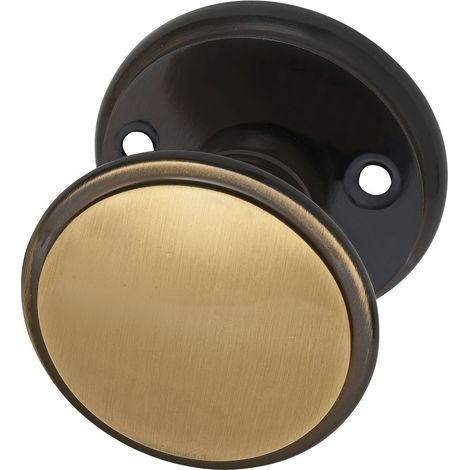 MARCHESI FH Türknopf Flachform - auf Rosette (Facette), ø 55 , Messing patiniert (1/3)