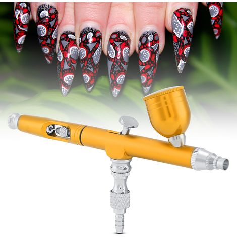 Doppelwirkende Airbrush-Pistole mit Schwerkraftzufuhr, 0,3 mm, Farbsprühset, Kunst, Tattoo, Nägel, Gold, professionelles Werkzeug (1/5)