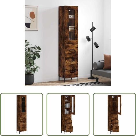 Holzwerkstoff - Highboard Räuchereiche 34,5x34x180 cm Holzwerkstoff (1/5)