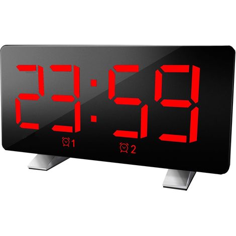 Double Réveil Polyphonique LED Grand Écran Horloge Électronique - Mot Rouge