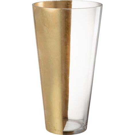 Vase Design en Verre "Moa" 35cm Transparent & Or (1/2)