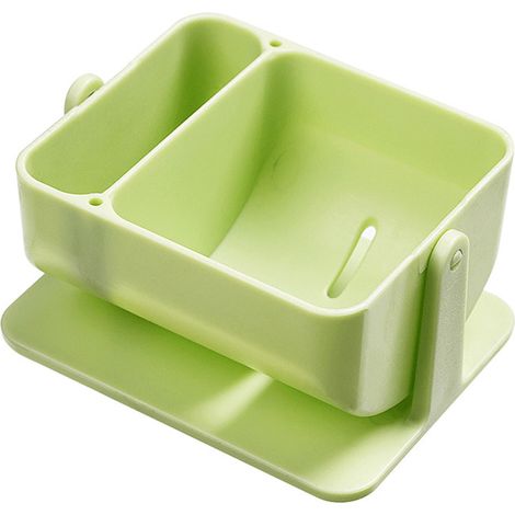 Support de rangement pour éponge beauté, organiseur de houppette à poudre, support d’exposition double compartiment vert (1/5)