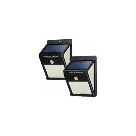 Solar-Außenleuchte, Solarlampe mit Bewegungsmelder, 3 Modi [2er-Pack, 144 LEDs] Wasserdichte, kabellose Solar-Wandleuchte für den Garten [Energieklasse - Crezuo