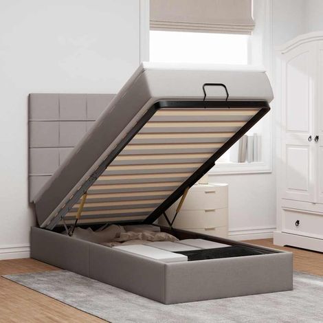 vidaXL Cadre de lit ottoman avec matelas taupe 80x200 cm tissu (1/5)