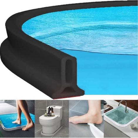 170CM Barrière de douche pliable Noir,Joint Porte Douche, Seuil de Douche pour Séparation Humide et Sèche, Convient pour la Cuisine (1/4)